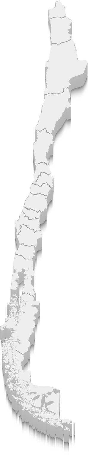 3d map of Chile with borders of regions